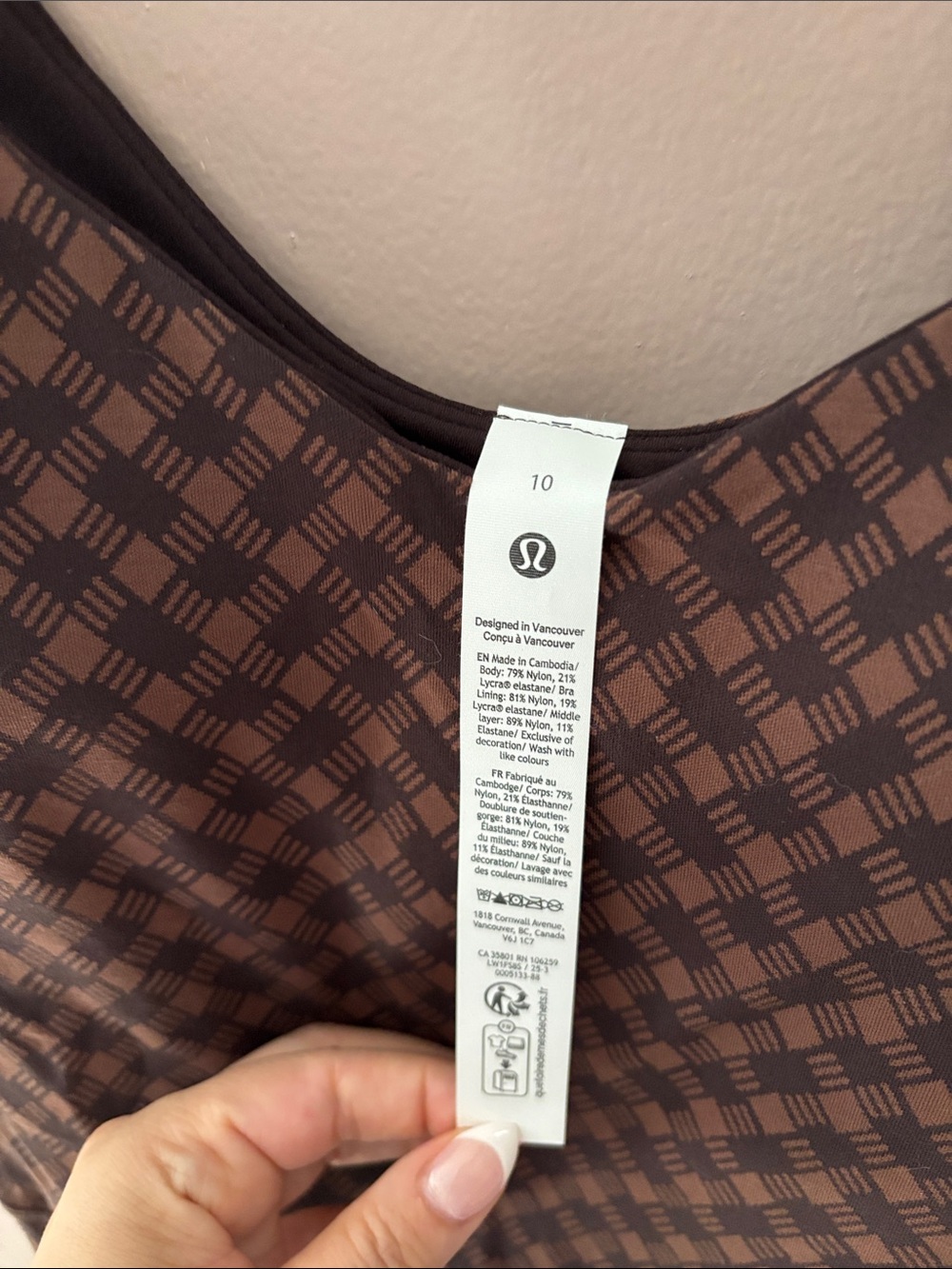 LULULEMON ALIGN CAMI BODYSUIT 6” *Jacq in SQUARE HEART JAVA/SEQUOIA SZ 10 NWT - Picture 8 of 8